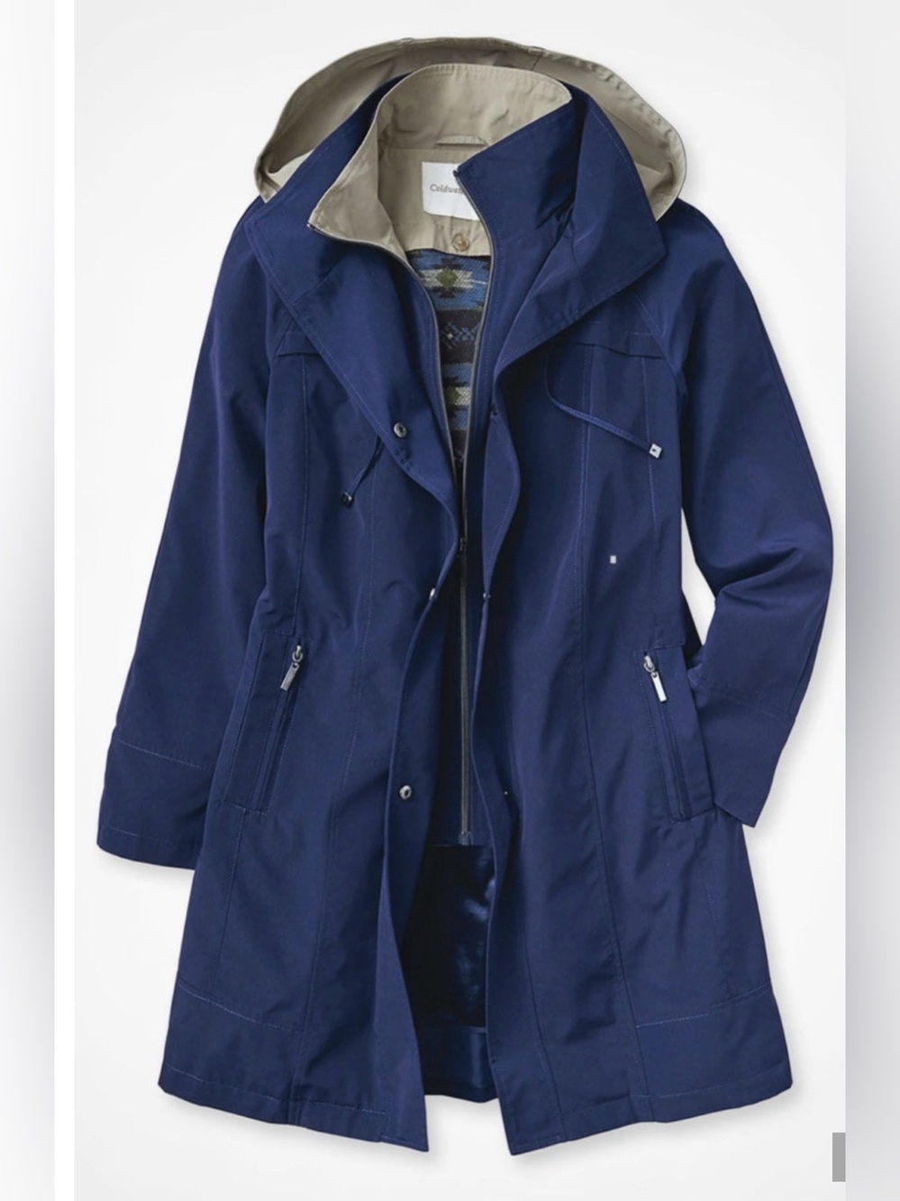 COLDWATER CREEK NAVY ALL-SEASON WATER REPELLENT REMOVABLE LINING JACKET COAT XL